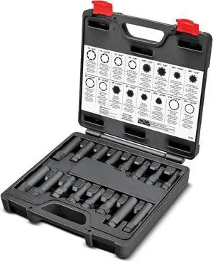 16 Piece Locking Lug Nut Master Key Set, Wheel-Lock Removal Tool Kit for for Spline Star and Hex Style Keys, Universal Thin-Walled/Extra-Long Lug Nut Socket Set - 647860 16 Piece Locking Lug Nut Master Key Set, Wheel-Lock Removal Tool Kit for for Spline Star and Hex Style Keys, Universal Thin-Walled/Extra-Long Lug Nut Socket Set - 647860