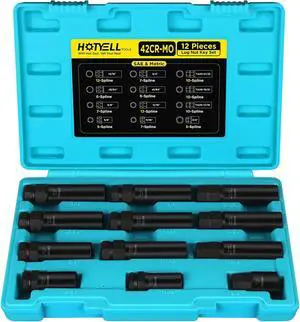5/6/7/10/12 Spline Lug Nut Socket Set, 12 Pcs Locking Lug Nut Key 5/6/7/10/12 Spline Lug Nut Socket Set, 12 Pcs Locking Lug Nut Key