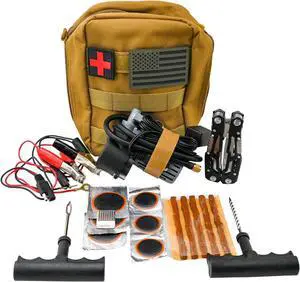 Motorcycle, ATV, UTV Flat Repair Kit Tubeless Tube Tire Repair Kit with Mini Air Compressor Motorcycle, ATV, UTV Flat Repair Kit Tubeless Tube Tire Repair Kit with Mini Air Compressor