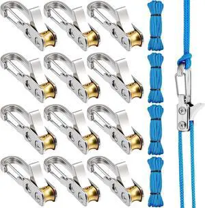 12 Pcs Rope Tensioner with Roller, Paracord Tie Down Locking Buckle 12 Pcs Rope Tensioner with Roller, Paracord Tie Down Locking Buckle