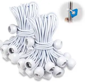 Tarp Bungee with Balls 12 Inch,100 PCS White Bungie Cord Balls Heavy Duty Tie Down Strap Cord for Camping, Shelter,Cargo,Projector Screen,Tent Poles with UV Resistant Tarp Bungee with Balls 12 Inch,100 PCS White Bungie Cord Balls Heavy Duty Tie Down Strap Cord for Camping, Shelter,Cargo,Projector Screen,Tent Poles with UV Resistant