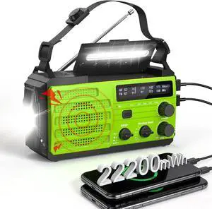 Emergency Weather Radio, 22200mWh Hand Crank Emergency Radio with NOAA/AM/FM, Dual USB Output for Family, 3-Mode Flashlight & SOS Alarm, Portable Solar Crank Radio for Emergency Supplies Survival Gear Emergency Weather Radio, 22200mWh Hand Crank Emergency Radio with NOAA/AM/FM, Dual USB Output for Family, 3-Mode Flashlight & SOS Alarm, Portable Solar Crank Radio for Emergency Supplies Survival Gear