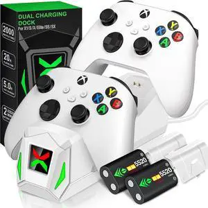 Controller Charger Station with 2x5520mWh Rechargeable Battery Packs for Xbox One/Series X Controller Charger Station with 2x5520mWh Rechargeable Battery Packs for Xbox One/Series X
