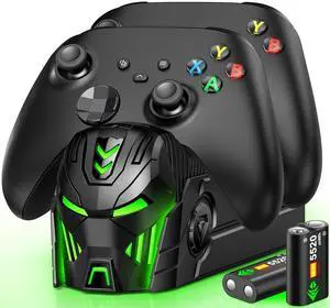 Charger Station Compatible with Xbox Controllers, 2x5520mWh Rechargeable Battery Pack for Xbox One/ Series X Charger Station Compatible with Xbox Controllers, 2x5520mWh Rechargeable Battery Pack for Xbox One/ Series X