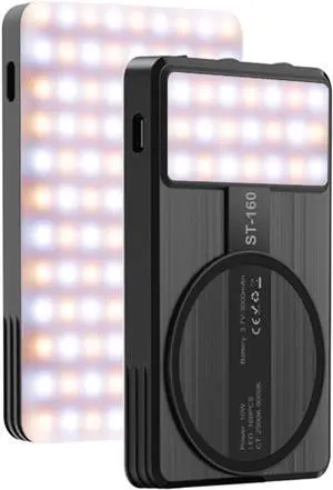 Magnetic Phone Light - 3 Color Temperature, 160 LED Selfie Light with Clip for Phone, Camera, Laptop, iPad, 3000mAh Portable Video Light for TikTok/Vlog,/Zoom Calls,/Makeup (Black) Magnetic Phone Light - 3 Color Temperature, 160 LED Selfie Light with Clip for Phone, Camera, Laptop, iPad, 3000mAh Portable Video Light for TikTok/Vlog,/Zoom Calls,/Makeup (Black)