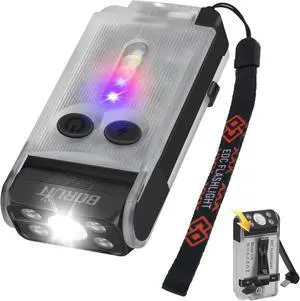 V30 LED Small Powerful EDC Flashlight with Red and 365nm UV Light,180°Rotation,USB A/C-C Rechargeable Pocket Flat Keychain Flashlight with Clip,120DB Buzzer,Power Bank Function(White) V30 LED Small Powerful EDC Flashlight with Red and 365nm UV Light,180°Rotation,USB A/C-C Rechargeable Pocket Flat Keychain Flashlight with Clip,120DB Buzzer,Power Bank Function(White)