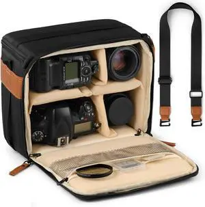 Camera Bag for Digital DSLR SLR, Protection, Waterproof Mirrorless Small Camera Bag, Camera Lens Case, Travel Organizer Camera Insert for Backpack, Black Color Camera Bag for Digital DSLR SLR, Protection, Waterproof Mirrorless Small Camera Bag, Camera Lens Case, Travel Organizer Camera Insert for Backpack, Black Color