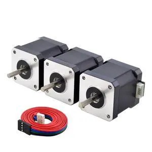Nema 17 Stepper Motor 2A 55Ncm Bipolar 1.8 Degree 4-Lead for 3D Printer CNC Extruder, 3 Pack Nema 17 Stepper Motor 2A 55Ncm Bipolar 1.8 Degree 4-Lead for 3D Printer CNC Extruder, 3 Pack