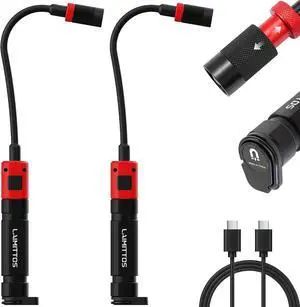 Magnetic Flashlight with Flexible Gooseneck, Rechargeable Work Light LED Zoomable Lens Flashlight, Mechanic Light for Work Bench, Auto-Repairing, Inspection, Emergency (2 Pack) Magnetic Flashlight with Flexible Gooseneck, Rechargeable Work Light LED Zoomable Lens Flashlight, Mechanic Light for Work Bench, Auto-Repairing, Inspection, Emergency (2 Pack)