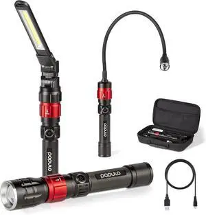 3 in 1 Led Work Lights with Magnetic Base, LED Flashlight with Flexible Gooseneck and Slim Bar Light, 400 Lumens Rechargeable Flashlights for Household, Camping and Car 3 in 1 Led Work Lights with Magnetic Base, LED Flashlight with Flexible Gooseneck and Slim Bar Light, 400 Lumens Rechargeable Flashlights for Household, Camping and Car