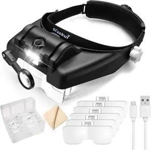 Magnifying Glass with Light 1X-14X, Rechargeable Headset Magnifier Magnifying Glass with Light 1X-14X, Rechargeable Headset Magnifier