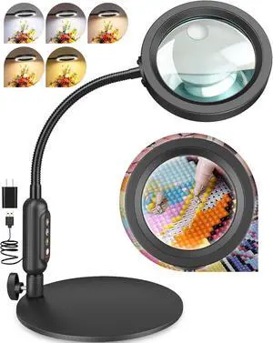 30X 10X Magnifying Glass with Light and Stand, 5 Color Modes Stepless Dimmable, Optical Grade HD Lens, LED Lighted Magnifier Hands Free with Flexible Gooseneck for Close Work, Craft, Hobby, Painting 30X 10X Magnifying Glass with Light and Stand, 5 Color Modes Stepless Dimmable, Optical Grade HD Lens, LED Lighted Magnifier Hands Free with Flexible Gooseneck for Close Work, Craft, Hobby, Painting