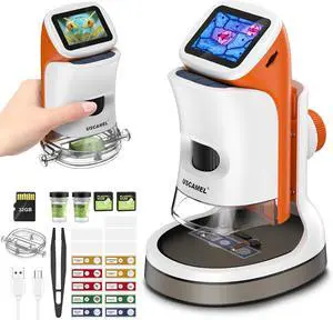 Handheld Microscope for Kids 8-12: 1000x Portable Digital Microscope with Screen 4k 2.0" LCD - Miniscope Educational Science Kits Toy Gift with 15pcs Slides 32G Memory Card Handheld Microscope for Kids 8-12: 1000x Portable Digital Microscope with Screen 4k 2.0" LCD - Miniscope Educational Science Kits Toy Gift with 15pcs Slides 32G Memory Card