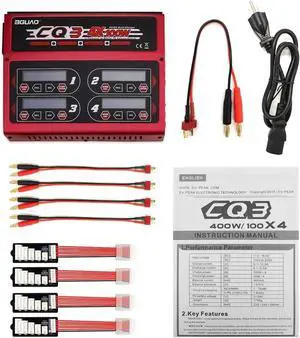 BGUAD CQ3 10A 100W 1-6S 100Wx4/10Ax4 Balance Charger with JST_XH Adapter Board for LiPo Life NiMH NiCd Battery BGUAD CQ3 10A 100W 1-6S 100Wx4/10Ax4 Balance Charger with JST_XH Adapter Board for LiPo Life NiMH NiCd Battery