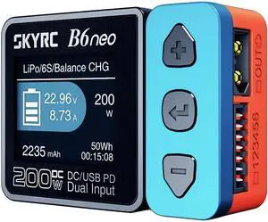 B6Neo: Balance Lipo Battery Charger for 1S-6S Lipo/Li-Ion/LiHV, 1-15S NiMH/NiCd - DC 200W, PD 80W, Smart Battery Charger, Discharger and Storage (Blue-Red) B6Neo: Balance Lipo Battery Charger for 1S-6S Lipo/Li-Ion/LiHV, 1-15S NiMH/NiCd - DC 200W, PD 80W, Smart Battery Charger, Discharger and Storage (Blue-Red)