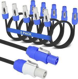 5 Pack Stage Light PowerCON Cable, 3 Pin 16AWG AC PowerCon Connector Cord Input to Output, 20A Power Extension Cord for Outdoor Stage Lighting Series - 1M / 3FT (5PC) 5 Pack Stage Light PowerCON Cable, 3 Pin 16AWG AC PowerCon Connector Cord Input to Output, 20A Power Extension Cord for Outdoor Stage Lighting Series - 1M / 3FT (5PC)