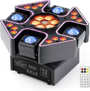 Moving Head Stage Lights, 120W RGBW Moving Head with 4 Arms Beam Lights, 27CH Red Green Starry Strobe Effect, Remote & DMX512 LED Moving Head Lights for Party Wedding Event, 1 Pack Moving Head Stage Lights, 120W RGBW Moving Head with 4 Arms Beam Lights, 27CH Red Green Starry Strobe Effect, Remote & DMX512 LED Moving Head Lights for Party Wedding Event, 1 Pack
