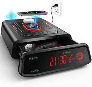 Biometric Smart Gun Safe with Built-In Speaker & 2X Wireless Charging Biometric Smart Gun Safe with Built-In Speaker & 2X Wireless Charging