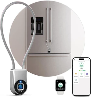 Fingerprint Cable Lock, Fridge Lock with Fingerprint Bluetooth APP Control, Smart Biometric Waterproof Child-Proof Refrigerator Locks for Kids & Adults Fridge French Door Cabinet Gate Fingerprint Cable Lock, Fridge Lock with Fingerprint Bluetooth APP Control, Smart Biometric Waterproof Child-Proof Refrigerator Locks for Kids & Adults Fridge French Door Cabinet Gate