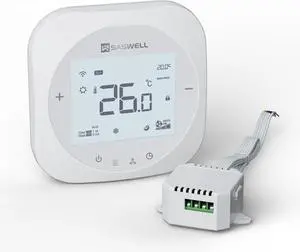 Smart WiFi Thermostat for Home, Programmable Thermostat with C-Wire Adapter, 3H/2C for Heat Pump & Conventional Systems, Tuya App Control, Compatible with Alexa & Google Assistant, White Smart WiFi Thermostat for Home, Programmable Thermostat with C-Wire Adapter, 3H/2C for Heat Pump & Conventional Systems, Tuya App Control, Compatible with Alexa & Google Assistant, White