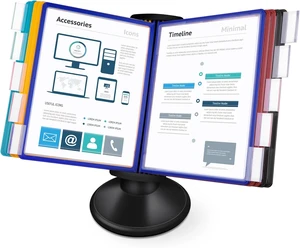 10-Pocket Desk Reference Organizer with 360° Swivel Base & 10 Double-Sided Panels Holds 20 Sheets A4/Letter Size Paper, Fast Flip & Find Desktop Reference System with Colored Index Tabs, Black 10-Pocket Desk Reference Organizer with 360° Swivel Base & 10 Double-Sided Panels Holds 20 Sheets A4/Letter Size Paper, Fast Flip & Find Desktop Reference System with Colored Index Tabs, Black