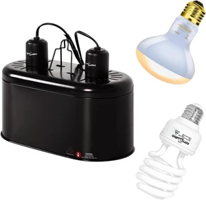 Dual Reptile Heat Lamp Combo Pack with 100W UVA Basking Light & 26W UVB 5.0 Bulb Dual Reptile Heat Lamp Combo Pack with 100W UVA Basking Light & 26W UVB 5.0 Bulb