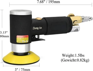 2/3-Inch Mini Orbital Dual Action Air Sander & Polisher for Auto Body Work, Black 2/3-Inch Mini Orbital Dual Action Air Sander & Polisher for Auto Body Work, Black