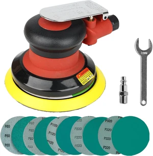 5-Inch Air Random Orbital Sander, 12,000 RPM Heavy Duty, 3/16" Orbit, with 10 Sandpapers & Backing Pad 5-Inch Air Random Orbital Sander, 12,000 RPM Heavy Duty, 3/16" Orbit, with 10 Sandpapers & Backing Pad