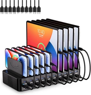 20-Port 270W Charging Station for Multiple Devices with 10 Cables 20-Port 270W Charging Station for Multiple Devices with 10 Cables
