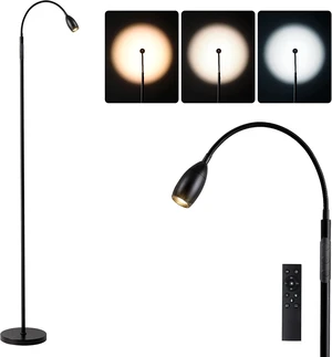 72" Reading Floor Lamp with Gooseneck & Zoomable Spotlight, Black 72" Reading Floor Lamp with Gooseneck & Zoomable Spotlight, Black