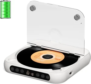 Portable CD Player with Speakers, Bluetooth & LCD Screen, Supports CD/AUX/USB, White Portable CD Player with Speakers, Bluetooth & LCD Screen, Supports CD/AUX/USB, White