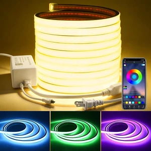 16.4ft 110V RGB COB LED Strip Light with Remote, Dimmable 576 LEDs/m 16.4ft 110V RGB COB LED Strip Light with Remote, Dimmable 576 LEDs/m