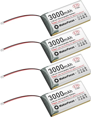 4-Pack 3.7V 3000mAh LiPo Rechargeable Battery for ESP32 4-Pack 3.7V 3000mAh LiPo Rechargeable Battery for ESP32
