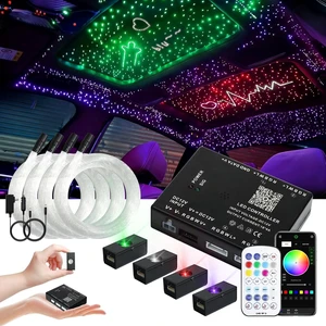 6.5ft 1200pcs 4-Color Fiber Optic Starlight Headliner Kit, 4-Port Music Sync with APP & Remote 6.5ft 1200pcs 4-Color Fiber Optic Starlight Headliner Kit, 4-Port Music Sync with APP & Remote