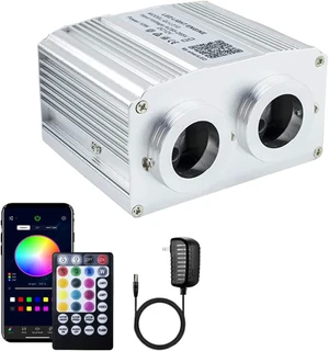 16W Dual-Port RGBW Twinkle Fiber Optic Light Engine, Sound Activated with APP & Remote 16W Dual-Port RGBW Twinkle Fiber Optic Light Engine, Sound Activated with APP & Remote