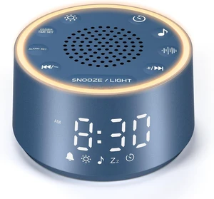 White Noise Sound Machine & Alarm Clock with 7 Wake-Up Sounds, Dimmable Night Light, Navy White Noise Sound Machine & Alarm Clock with 7 Wake-Up Sounds, Dimmable Night Light, Navy
