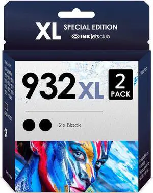 Compatible Replacement for 932XL Ink Cartridge. Works with OfficeJet 6700 6600 7610 7612 6100 7100 Printers. 2 Pack (Black)