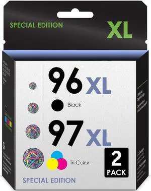 Compatible Replacement for 96xl and 97xl. Works with Officejet 7310 7210 Deskjet 9800 6988 6980 PhotoSmart 8050 Printers. 3 Pack (2 Black, 1 Color)