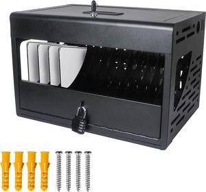 16 Laptop Charging cabinets. Compatible with Tablets up to 14" and 1.2" Thick. Storage Charging case with Safety Lock. Wall mountable Charging Cabinet. Suitable for classrooms, Offices, etc. (Black)