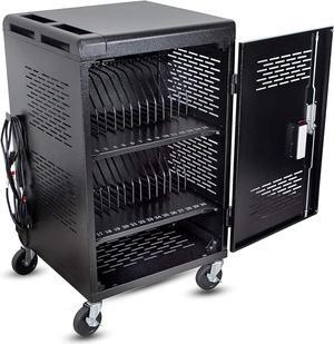 30 Bay Charging Cart for Tablets, Laptop, and Chromebook, Classroom Charging Station with Keypad Lock and Charger Storage, Laptop Locking Station for School, Classroom, Library, Office and More(Black)