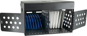 16-Device Locking Tablet Charging Station - Classroom Charging Station for 16 Chromebook Tablet Laptop - Metal Laptop Charging Cart with Cable Management and Charger Organization (Black)