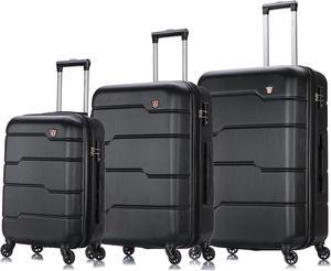Hardside Luggage Set with Ergonomic Handles and TSA Lock | Spacious Travel Suitcase with Four Spinner Wheels and Studs | (20/24/28) 3 Piece Luggage Set | Black