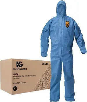 KleenGuard 58514 A20 Breathable Particle Protection Coveralls, X-Large, Blue (Case of 24)