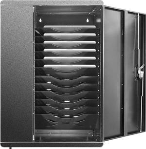 Fully Assembled Wall Mount Tablet Charging Station,Locking Security Cabinet Charges 12 Devices,Compatible with Tablets & Chromebooks,Charging Cart for School, Office, Healthcare (Black/25 x 36)