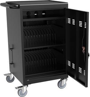 Mobile Charging Cart 32-Device, Laptop cart for Chromebooks, iPads, Mobile Locking iPad Cart for Library, School, Hospital, Exhibition