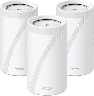 TP-Link Tri-Band WiFi 7 BE22000 Whole Home Mesh System (Deco BE85) | 12-Stream 22 Gbps | 2× 10G + 2× 2.5G Ports Wired Backhaul, 8× High-Gain Antennas | VPN, AI-Roaming, 4×4 MU-MIMO, HomeShield(3-Pack)