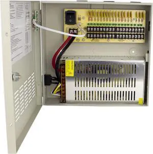 18 CH Channel CCTV Camera Power Supply Distribution Box DC 12V, UL Listed 12V 20A