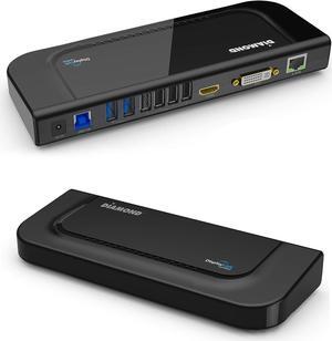 Multimedia Dual Video Output, USB 3.0/2.0 Universal Docking Station with Gigabit Ethernet, HDMI, DVI, Audio for Windows 11, MacOS and Android 5.0+. Display Link Certified DL-3900 Chip