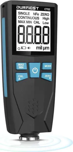 Paint Thickness Gauge, Coating Thickness Gauge for Cars, High Contrast Backlit LCD Display, with Auto Digital Calibration and Data Hold, Paint Thickness Tester, Fe/NFe Automatic Detection