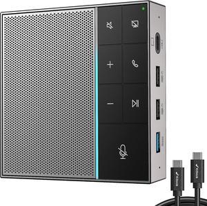 Conference Speaker and Microphone with Mute/Project, Enhanced Voice Pickup & Full Duplex Noise Cancelling Speakerphone, Omnidirectional Conference Microphone Speaker for Home Office Meeting